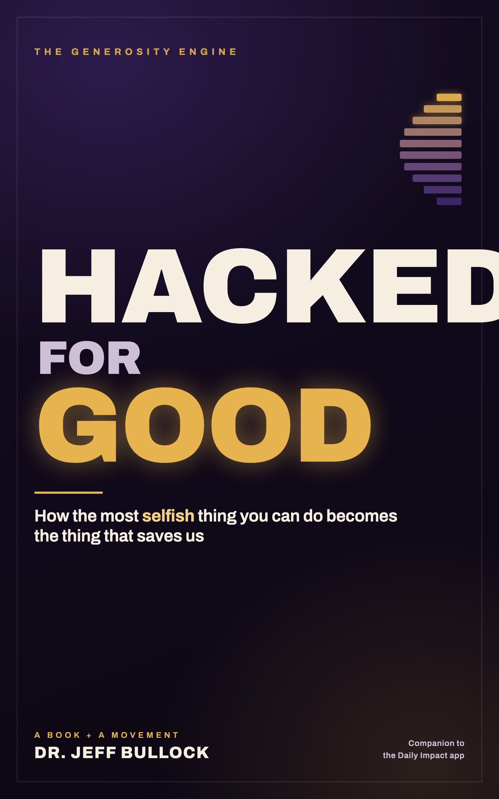 Hacked for Good book cover: the word GOOD in gold on deep aubergine
